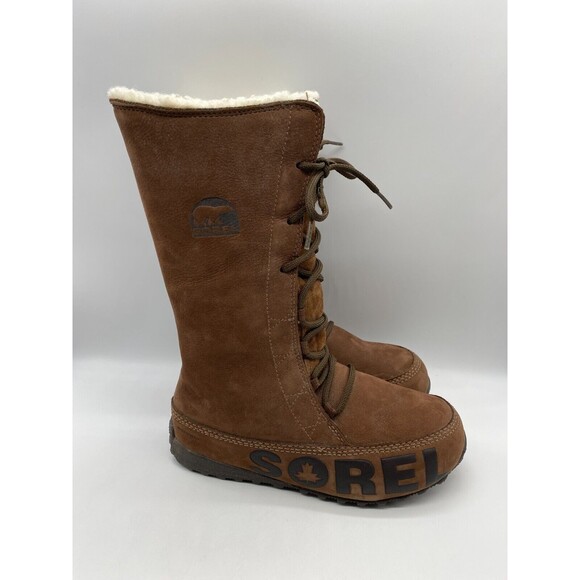 Sorel Shila Women's Size 7 Brown Suede Leather Fur Waterproof Boots, NL1536-256 - Picture 2 of 13